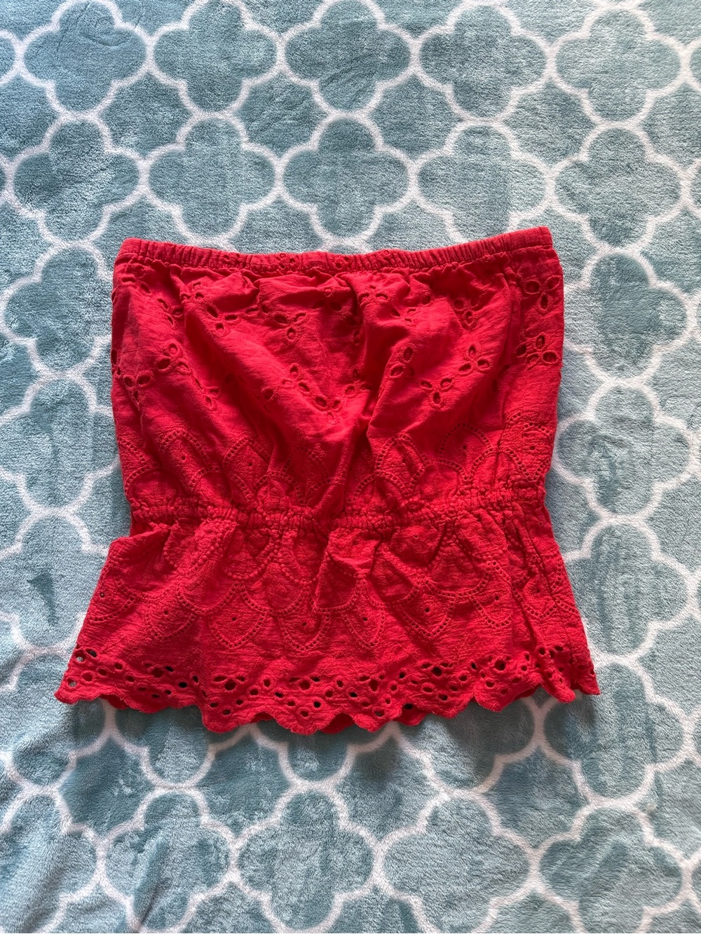 Forever 21 Red Eyelet Strapless Top